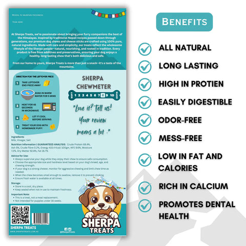 Sherpa Dog Chew 100% Natural Cheese Stick - Small
